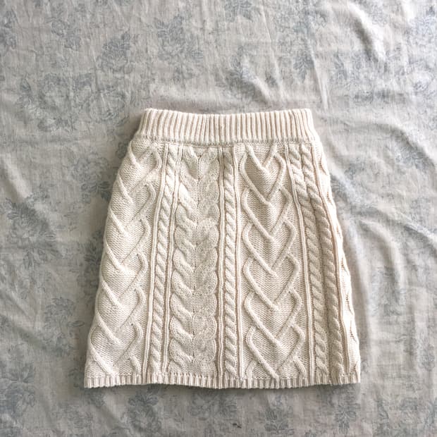 일본빈티지 아이보리 케이블 니트 미니스커트