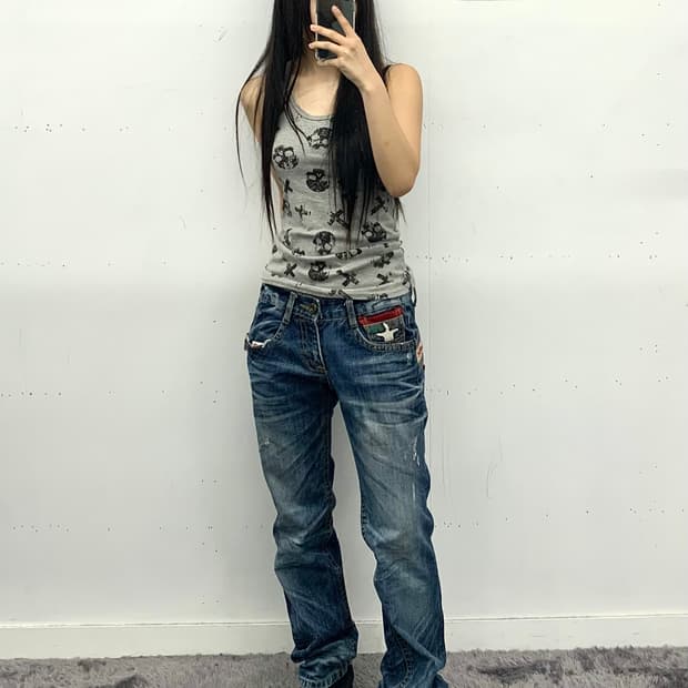 Lolita jeans x yoshitomo nara 로우라이즈 데님