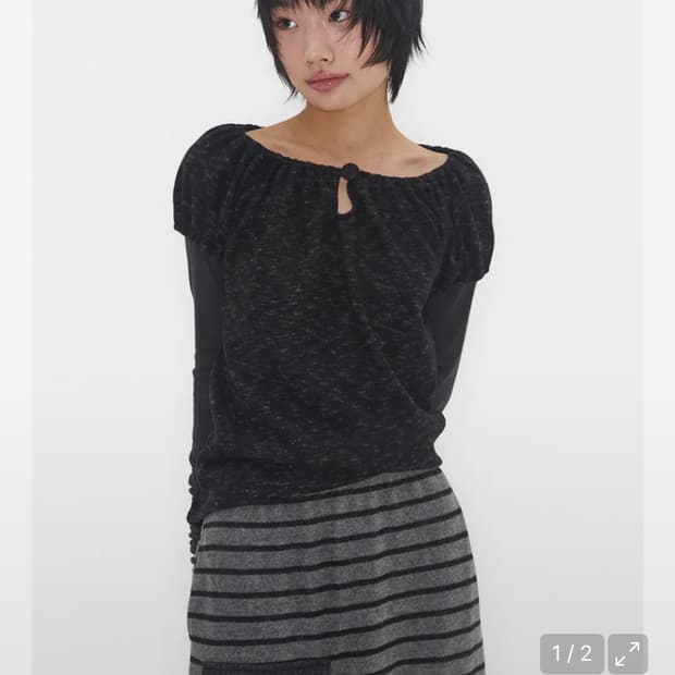 익스파이어드걸 퍼프 탑 Mellow Puff Top Charcoal