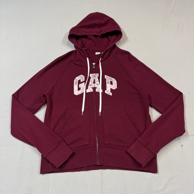 M) GAP 갭 후드집업 버건디/핑크