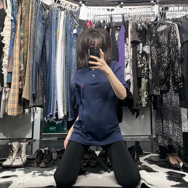폴로 랄프로렌 네이비 오버핏 카라 반팔