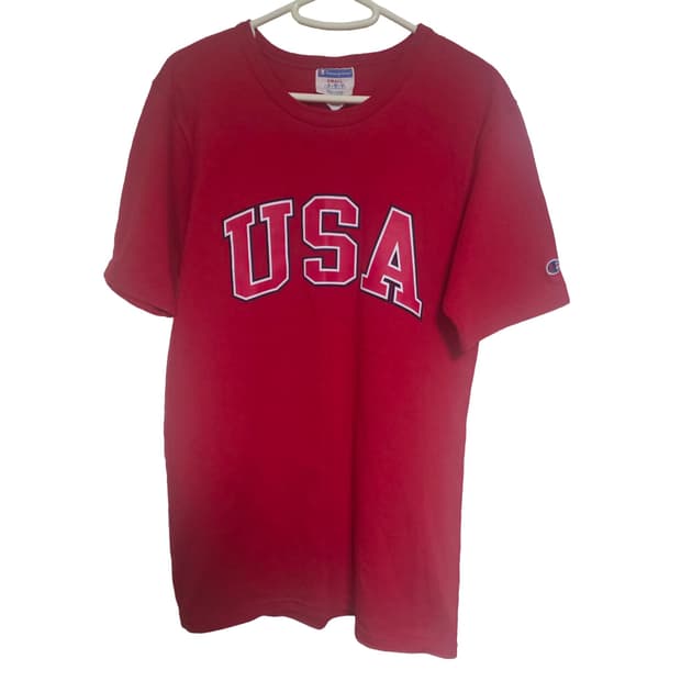 챔피온 USA 프린팅 레드 티셔츠 (S)