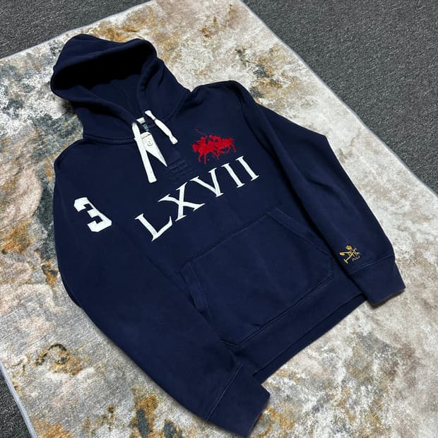 폴로 90s 더블 빅포니 3 네이비 후드티