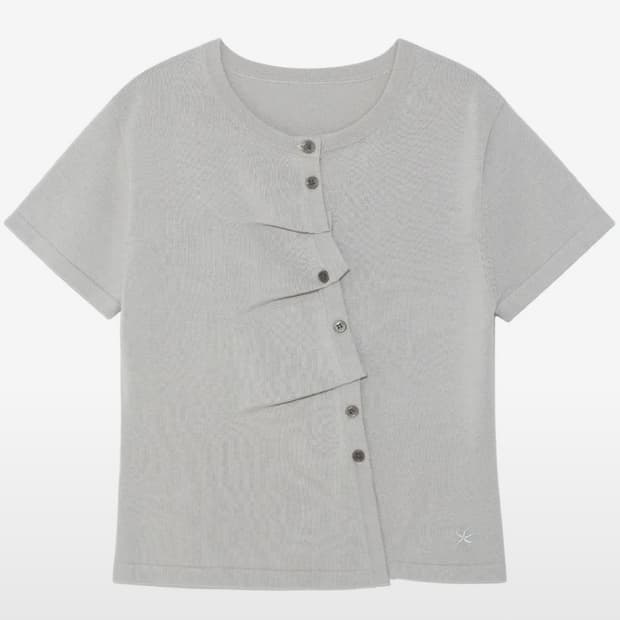 더콜디 TCM draped half knit cardigan (grey)