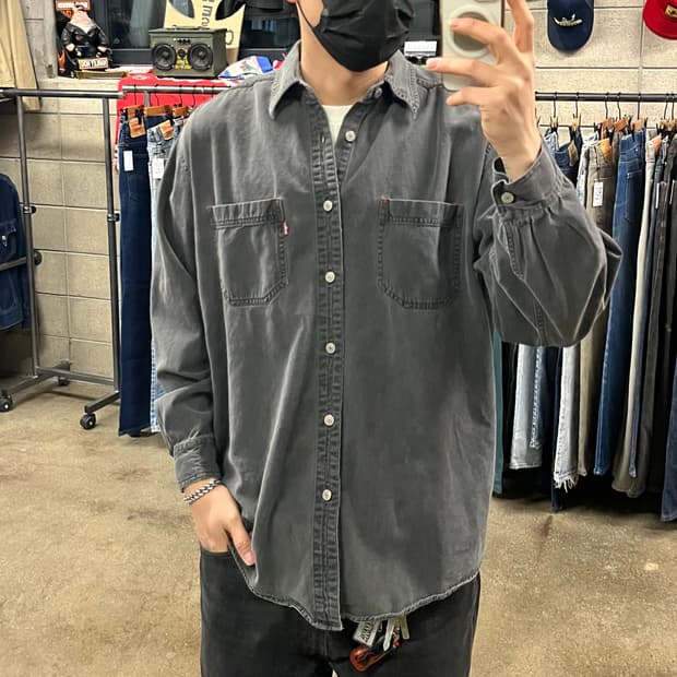 90s 리바이스 블랙 코튼 셔츠 (105)
