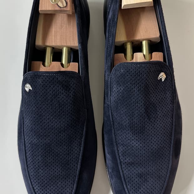 스테파노리치 송아지가죽 스웨이드 네이비 로퍼