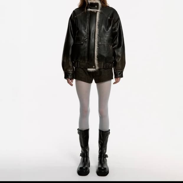 러프넥 무스탕 m