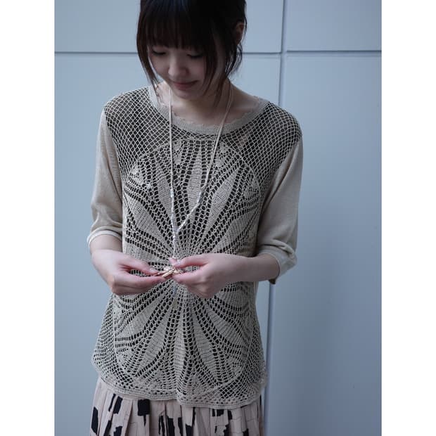 빈티지 베이지 크로셰 니트
