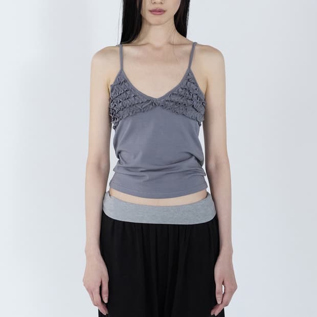 Frill Bustier Sleeveless _ Charcoal