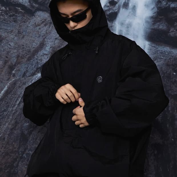 트래블 고프 후드 윈드 브레이커 블랙 S