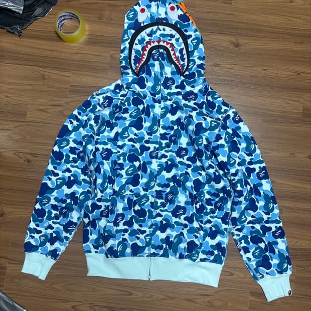 베이프 샤크후드 블루 새상품