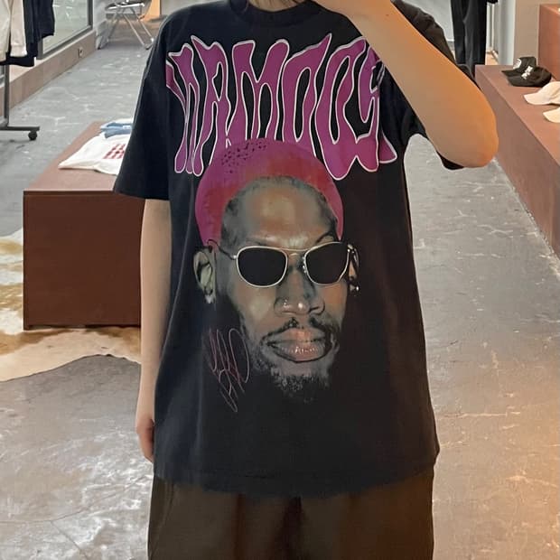 빈티지 데니스 로드맨 프린팅 반팔 H2535