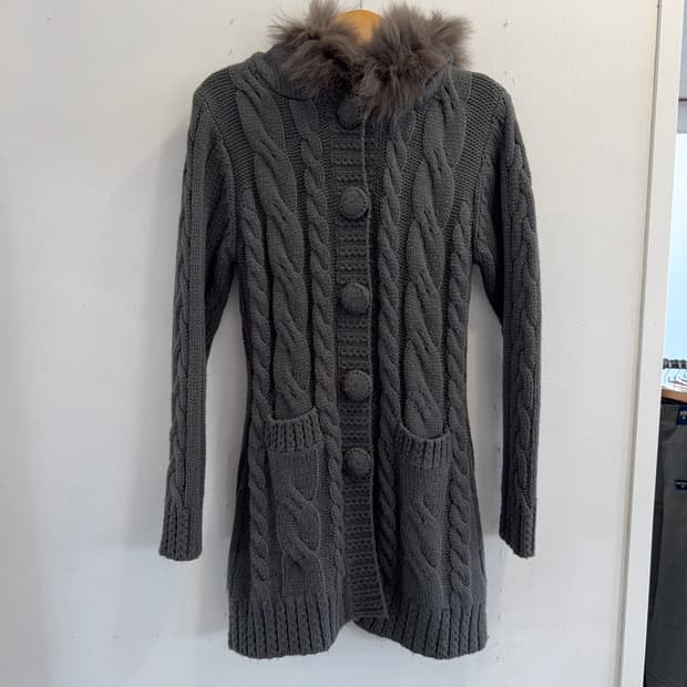 빈티지 후디 니트 롱 가디건