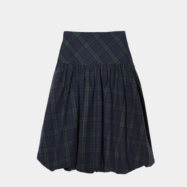 생긴스튜디오 체크 벌룬 셔링 스커트