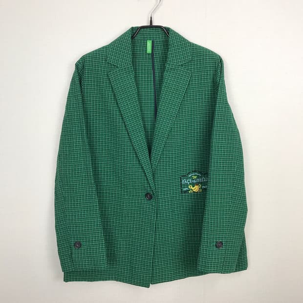 베네통 린넨 혼방 체크 자켓 여성44 (66)