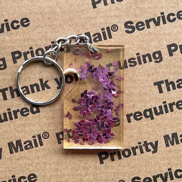 90s vtg Pink Glitter Motel Keyring