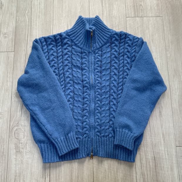 [L] 에잇세컨즈 투웨이 케이블니트집업 블루