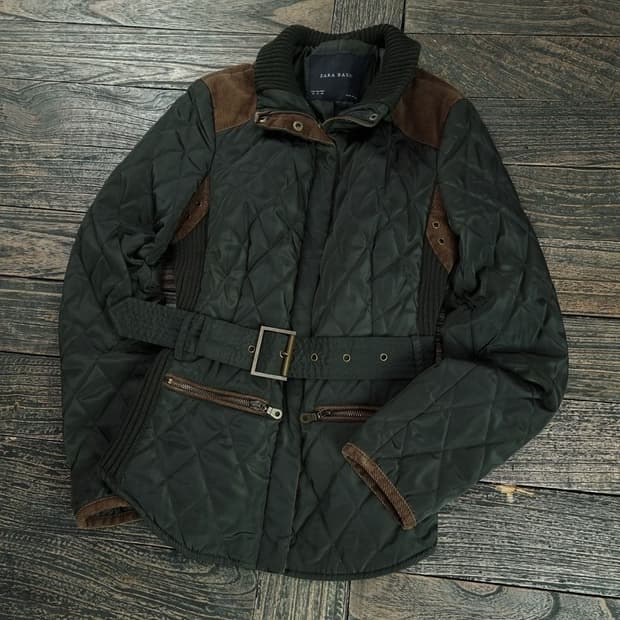 [자라] 벨티드 퀄팅 퀼팅 자켓 M18990