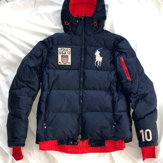 (급전) 폴로 빅포니 성조기 네이비 패딩 