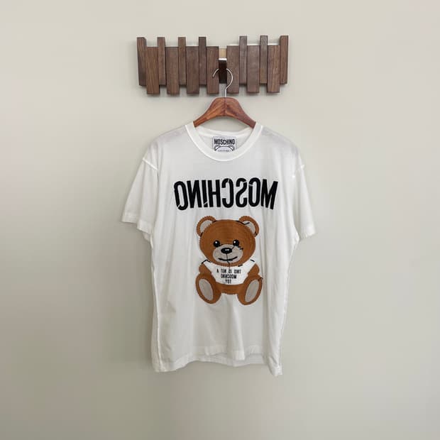 모스키노 XS|공용95 인사이드 아웃 테디 베어 티셔츠 화이트