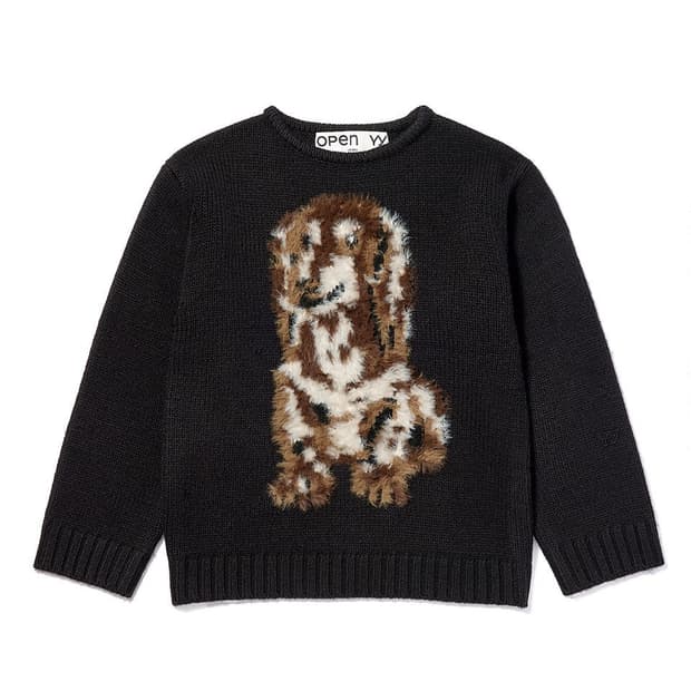 오픈와이와이 SHAGGY JACQUARD DOG SWEATER BLACK