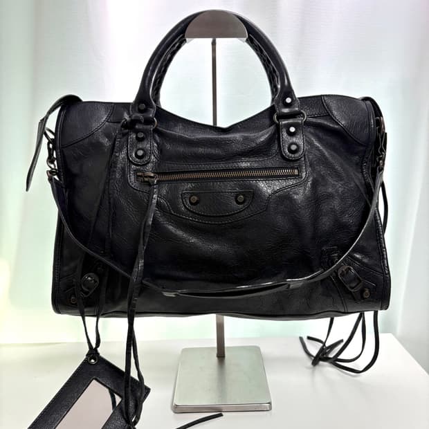 발렌시아가 시티 모터백 블랙