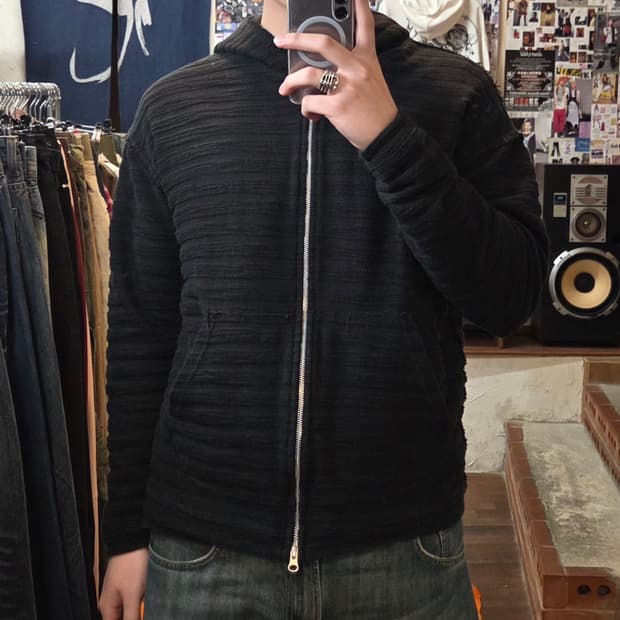 JPN 그런지 스트라이프 투웨이 후드집업