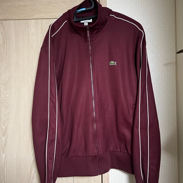 라코스테 버건디 트랙탑 져지 자켓