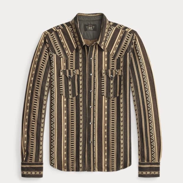 RRL 슬림핏 자카드 니트 웨스턴 셔츠 (L)