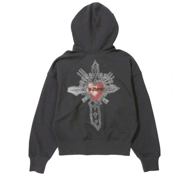 스컬프터 비즈 세인트 십자가 차콜 후드집업