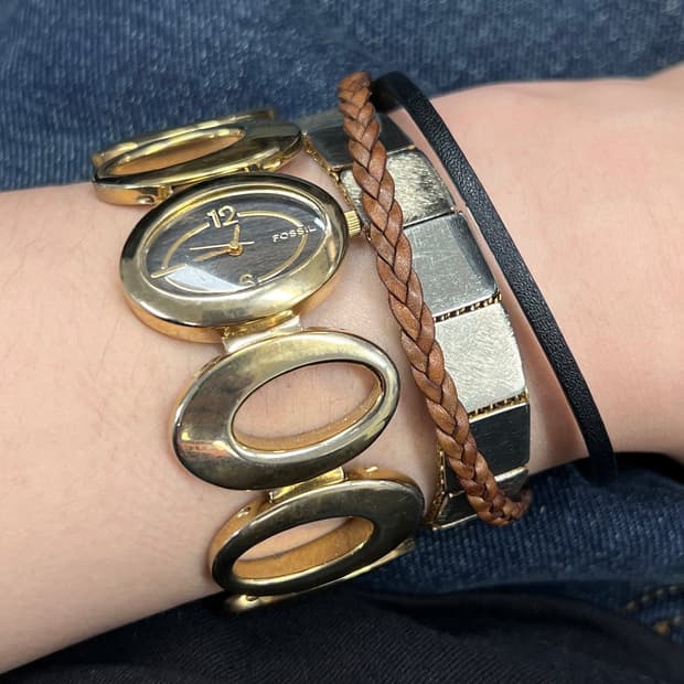 Fossil 청키 골드 타원 브레이슬릿 워치