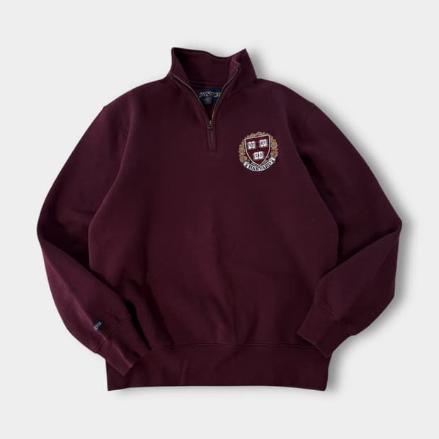 잔스포츠 루즈핏 하버드 쿼터집 버건디 스웻 셔츠