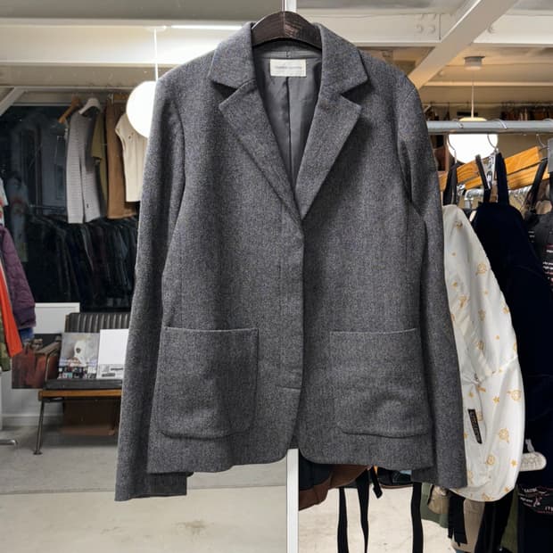 츠모리 치사토 레더 엘보패치 울자켓 