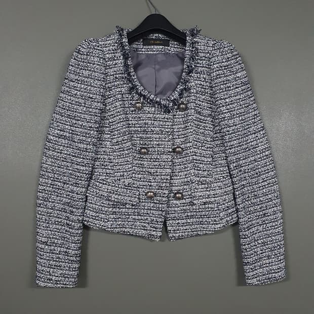 85) 씨씨콜렉트 클래식 트위드 자켓 브레스티드 더블 버튼 프린지 자켓