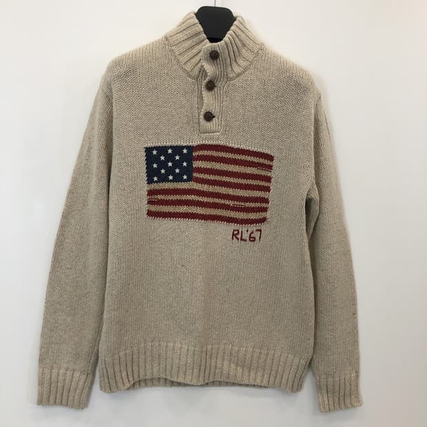 폴로 랄프로렌 성조기 버튼니트 M 상위라인 
