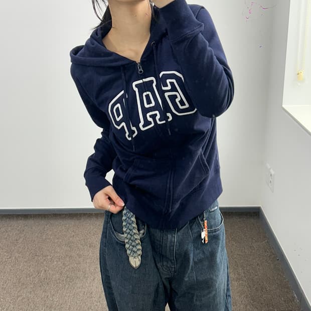 Gap 갭 네이비 로고 네이비 후드집업