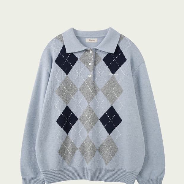 리본빛 아가일 니트