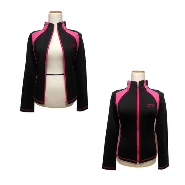 빈티지 구제 y2k 갸루 스포티룩 핑크 자수 져지 집업