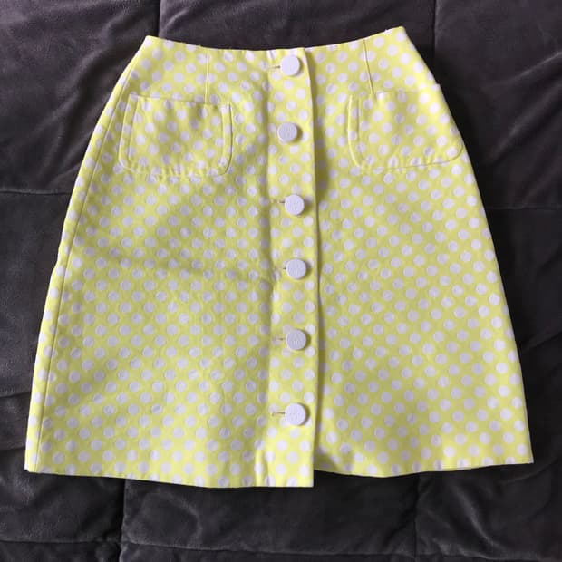 아이디 빈티지 도트 패턴 미디 스커트