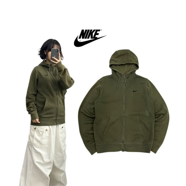 나이키 카키 스우시 풀오버 후드집업