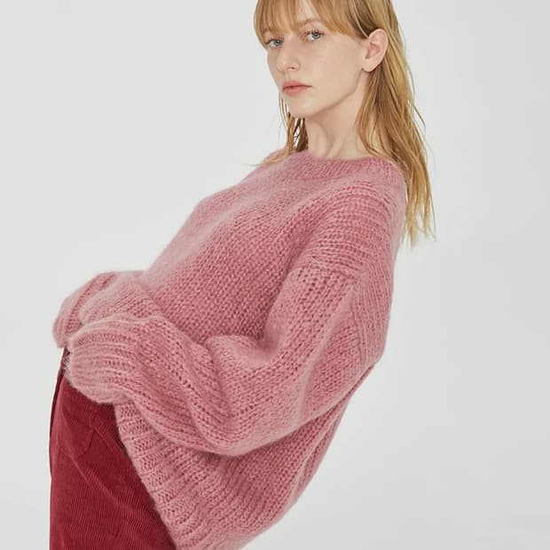 미드나잇서커스 엠마 모헤어 스웨터 핑크