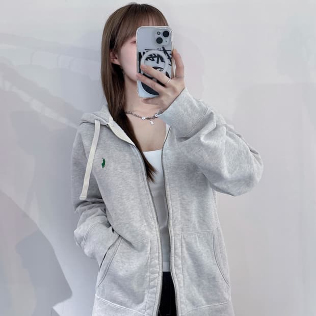 폴로랄프로렌 그린포니 라이트그레이 후드집업