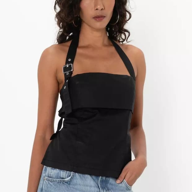 (택O) 자라 ZARA 홀터넥 버클 튜브탑 (블랙)