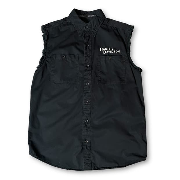 할리데이비슨 블랙 로고 레터링 셔츠 조끼 M