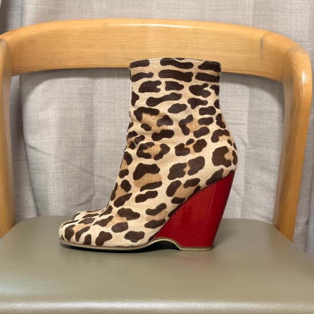 Giuseppe Zanotti 2009 레오파드 앵클부츠 레드 힐