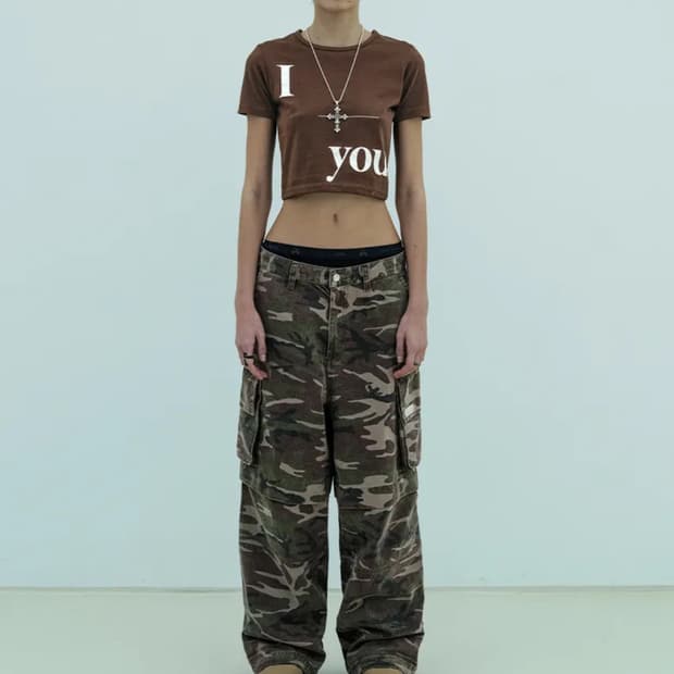 LEEY 리 yeel 와이이이엘 카모 포켓 카고 와이드 팬츠