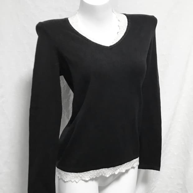 빈티지 니혼진 로걀 레이스 니트 롱슬리브 탑