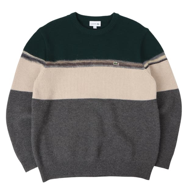 라코스테 그레이 스트라이프 니트