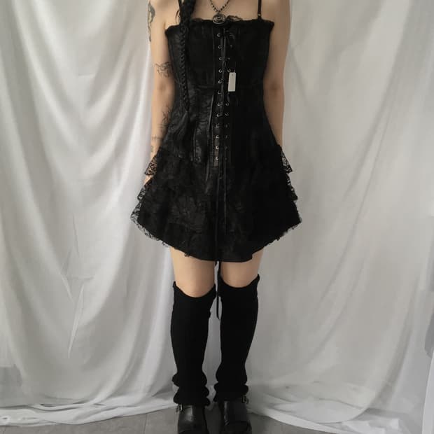Lace lace up corset onepiece