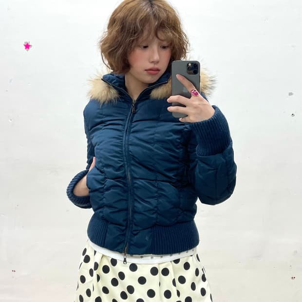 Navy Cube Crop Padding 